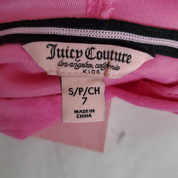 NWT Juicy Couture Kids Girls Philox Pink Velour Hoodie Pullover Sweatshirt Sz 7 - Picture 8 of 13